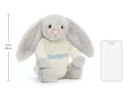 Bashful Silver Bunny with Personalized Cream Jumper