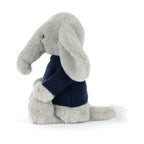 Bashful Luxe Elephant Thuddeus with Personalized Navy Jumper