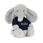 Bashful Luxe Elephant Thuddeus with Personalized Navy Jumper