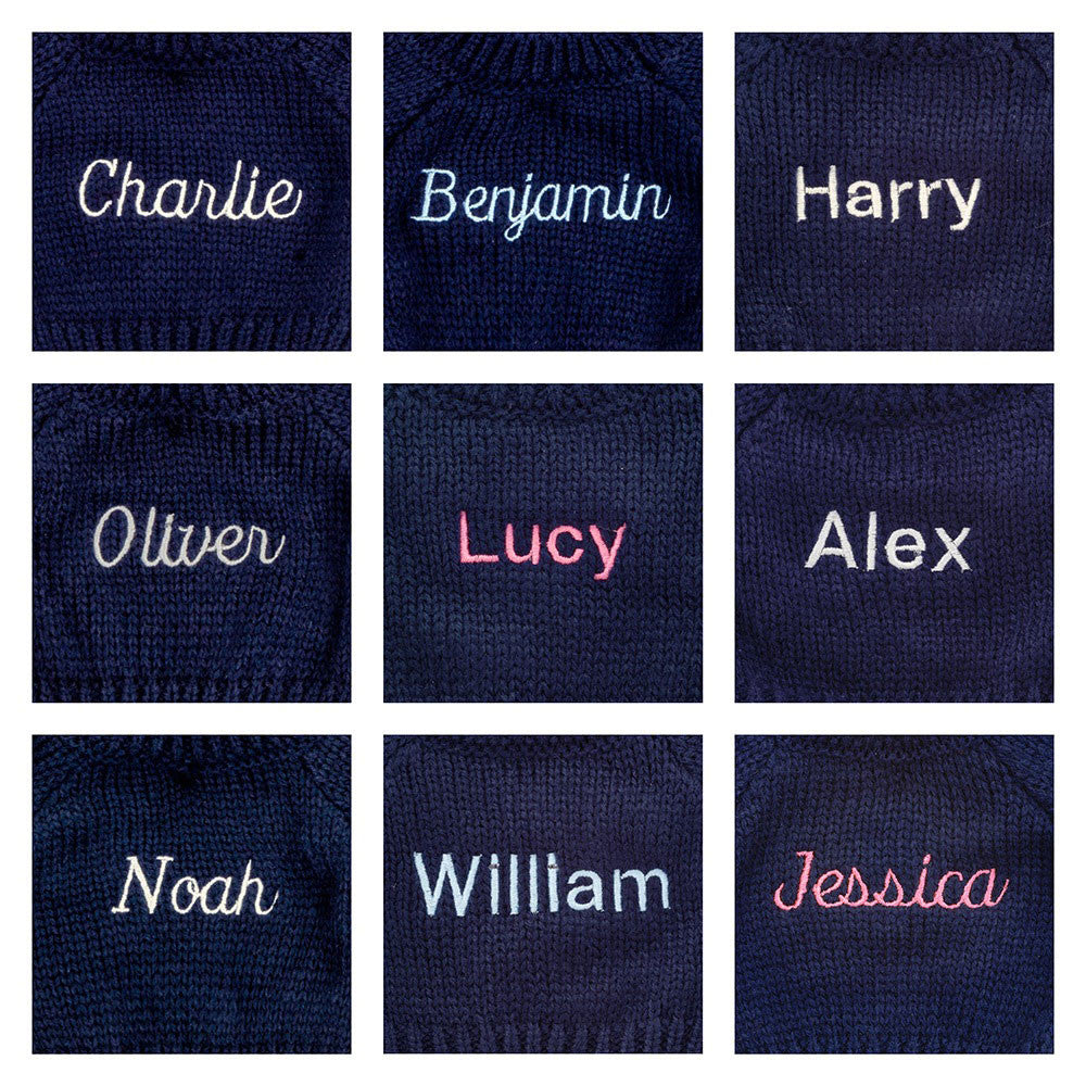 Bashful Fudge Puppy with Personalized Navy Jumper
