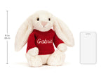 Bashful Cream Bunny with Personalized Red Jumper