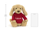 Bashful Toffee Puppy with Personalized Red Jumper